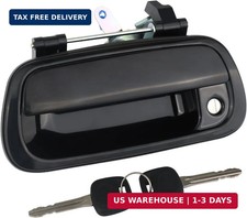 Tailgate Handle Liftgate Latch Handle with Key Lock Cylinder Smooth Black Compat