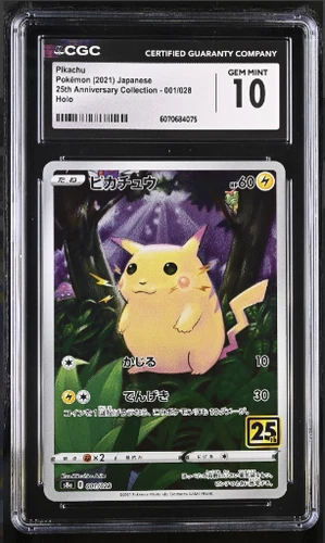2021 POKEMON JPN - 25TH ANV COLL REVERSE HOLO #001/028 PIKACHU CGC 10 GEM MINT