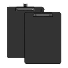 2 Pack Black Clipboard with Pen Holder, 8.5 x 11 Plastic Clip Boards with Bla...
