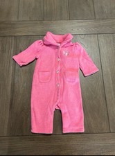 Ralph Lauren Pink Embroidered Floral Romper Button Long Sleeve Baby Girl 3M
