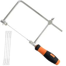 Sutekus Coping Saw Hand Saw Wire Jigsaws Fret Saw with Extra 5 Spiral Wire Blade