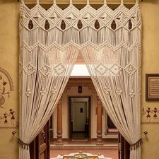 Handmade Macrame Curtains Door Window Living Room Boho Cotton Custom Curtain