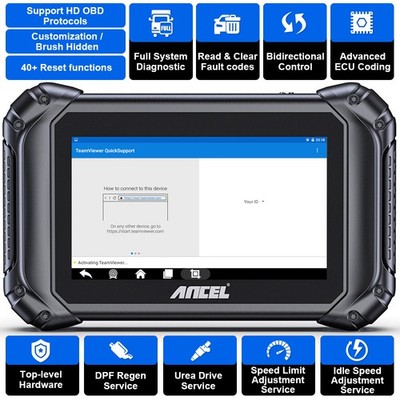 ANCEL V5HD Heavy Duty Truck DPF Regen OBD2 Scanner Bidirectional Diagnostic Tool