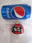 Vintage Plastic ROUND BALL 2" ORNAMENT Snowman & Christmas Tree Winter Design — photo 2