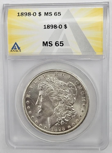 1898 O New Orleans Mint Morgan Silver Dollar $1 90% Silver Coin ANACS MS 65