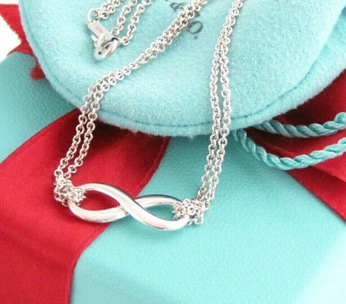 Tiffany & Co Silver Infinity Double Chain Bracelet 8" - Picture 4 of 7