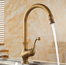 Antique Brass 360 Swivel Spout Kitchen Basin Vessel Sink Mixer Water Faucet Tap