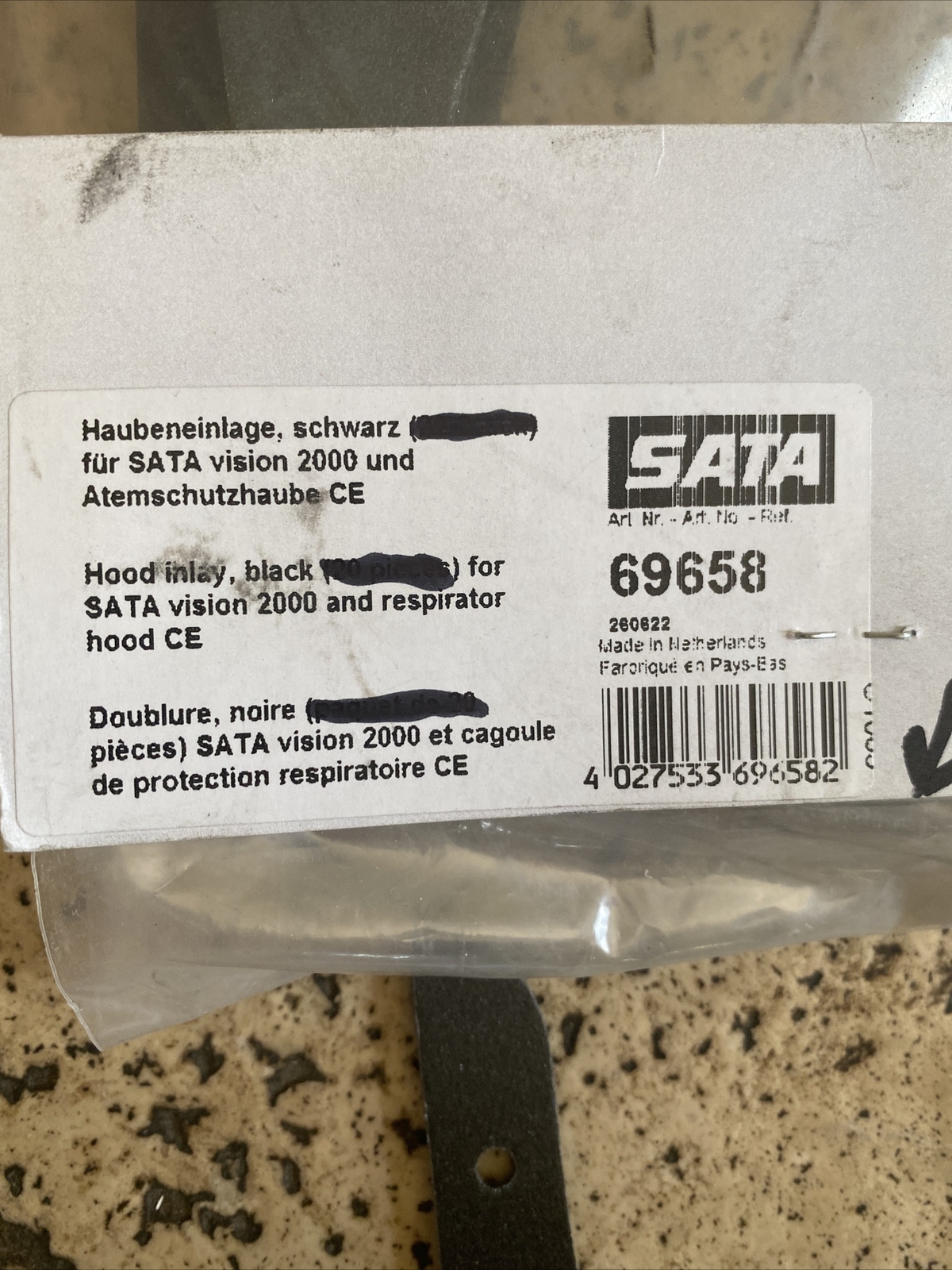 Sata Vision 2000 Hygienic Mask Inlay 69658 Two Packs Of 20 for sale
