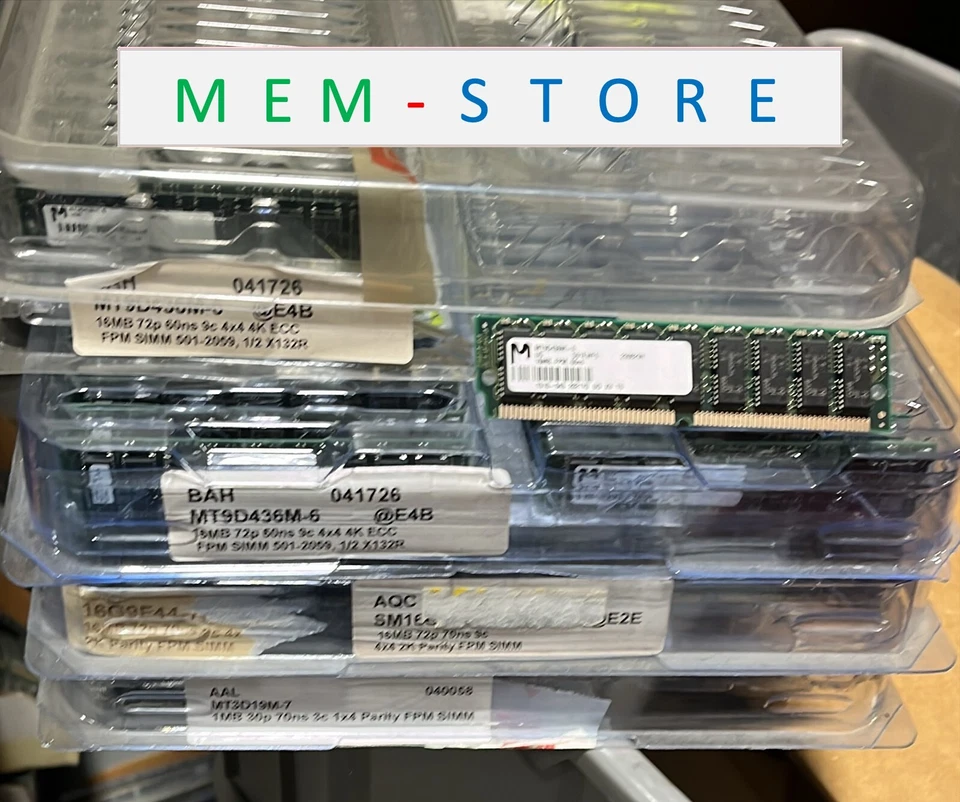 Micron 32MB kit MT9D436M-6 Original 16MB*2 FPM ECC SIMM 72-Pin 60ns RAM Memory - Image 2 of 2