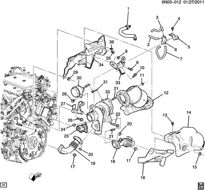 GM # 12791730 HOSE TURBO WASTEGATE REGULATOR 2010-11 CADDY SRX 2.8 