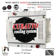 4-Row Core Radiator+Shroud Fan+Relay Kits For 1969 1970 Chevy Bel Air Impala V8