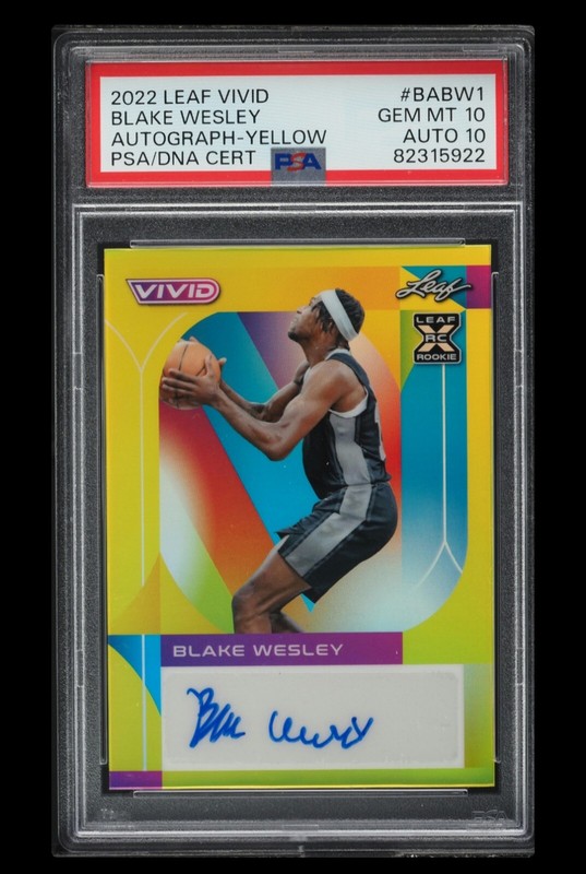 2022 🏀 PSA 10/10 Auto Blake Wesley #/50 Leaf Vivid 
