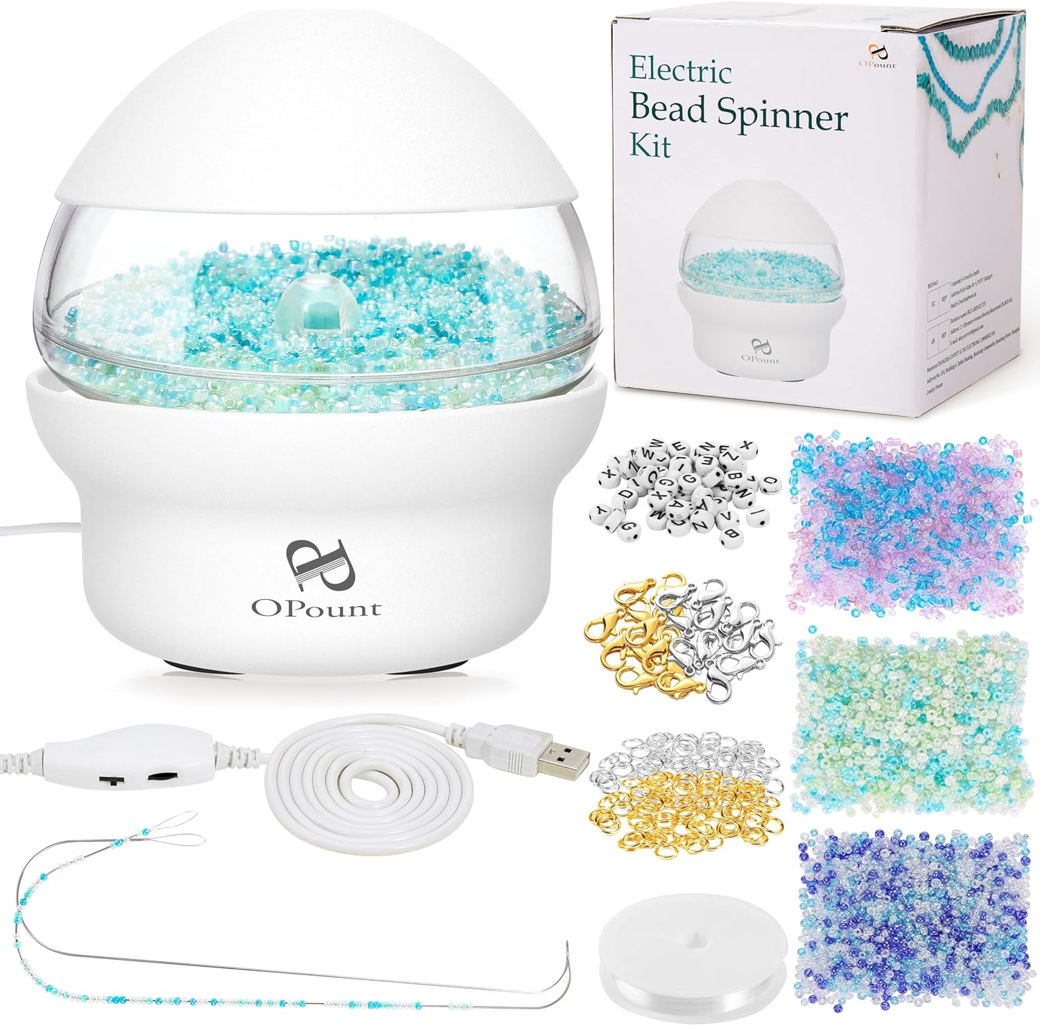 PP OPOUNT Electric| Clay| Seed Bead Spinner with 3171 PCS Jewelry Beads Set