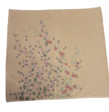 Yellow Pink Gray  White Nylon Flowered Scarf Vintage