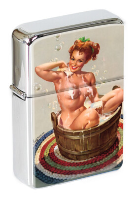 Bubbling Over Pin-up Mädchen Flip Top Feuerzeug
