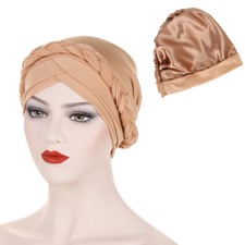Muslim Women Braids Hijab Hat Cancer Chemo Cap Wrap Head Cover Hair Loss Turban