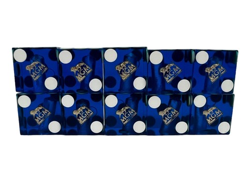 MGM Casino Dice Lot Of 10 Blue Cancelled Drilled Translucent Number Vintage