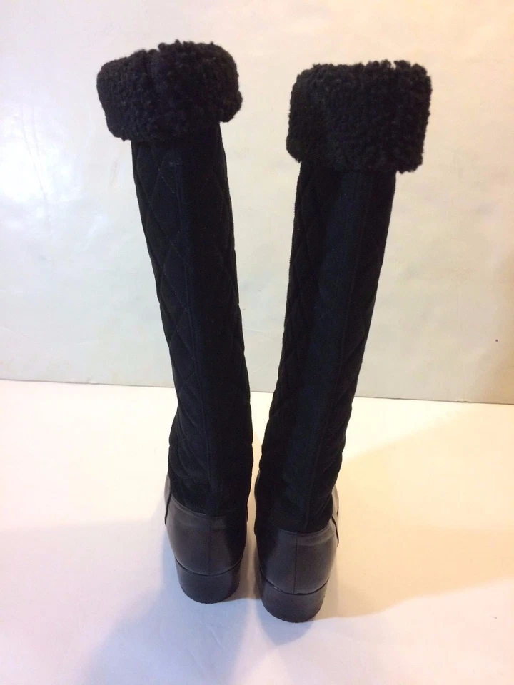 Botas de invierno Te Casan NY altas acolchadas de piel negras gamuza/cuero talla 36 EE. UU. talla 6 Foto 4 de 4
