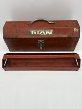 Vintage Metal Steel Titan Toolbox 19 X 7 X 7 Wtray Brick Red Color Tool Box