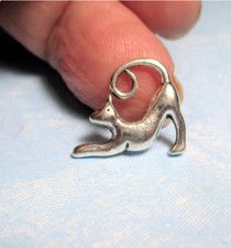 Dainty 3D CAT KITTEN Reversible charm on 925 Sterling Silver 26" Necklace Women