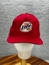 Vintage Miller Lite Red Snapback Hat Winner Renaissance International Cap