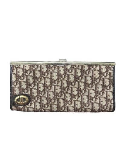 Christian Dior Trotter Clutch Evening Bag Purse Brown Logo Authentic Vintage