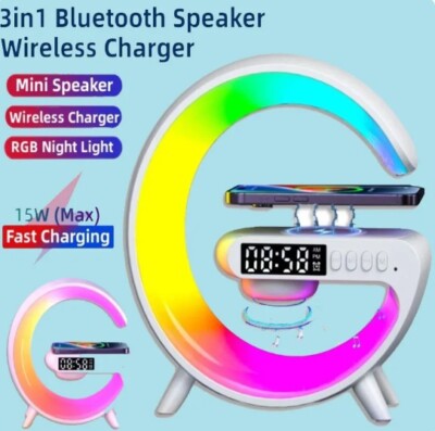 Multifunction Wireless Charger Pad Stand Speaker TF RGB Night Light 15W Fast Cha