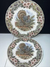 Thanksgiving Myott Factory Archive TURKEY 10" Dinner & 8” Salad Plate Churchill
