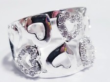 Sterling Silver Crystal Sweet Heart To Heart Women Fashion Ring