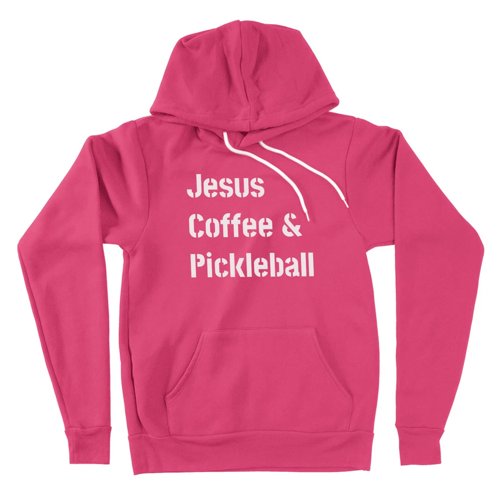 Pickleball Hoodie Sweater Jesus and Coffee Religious Pickleball Apparel faith