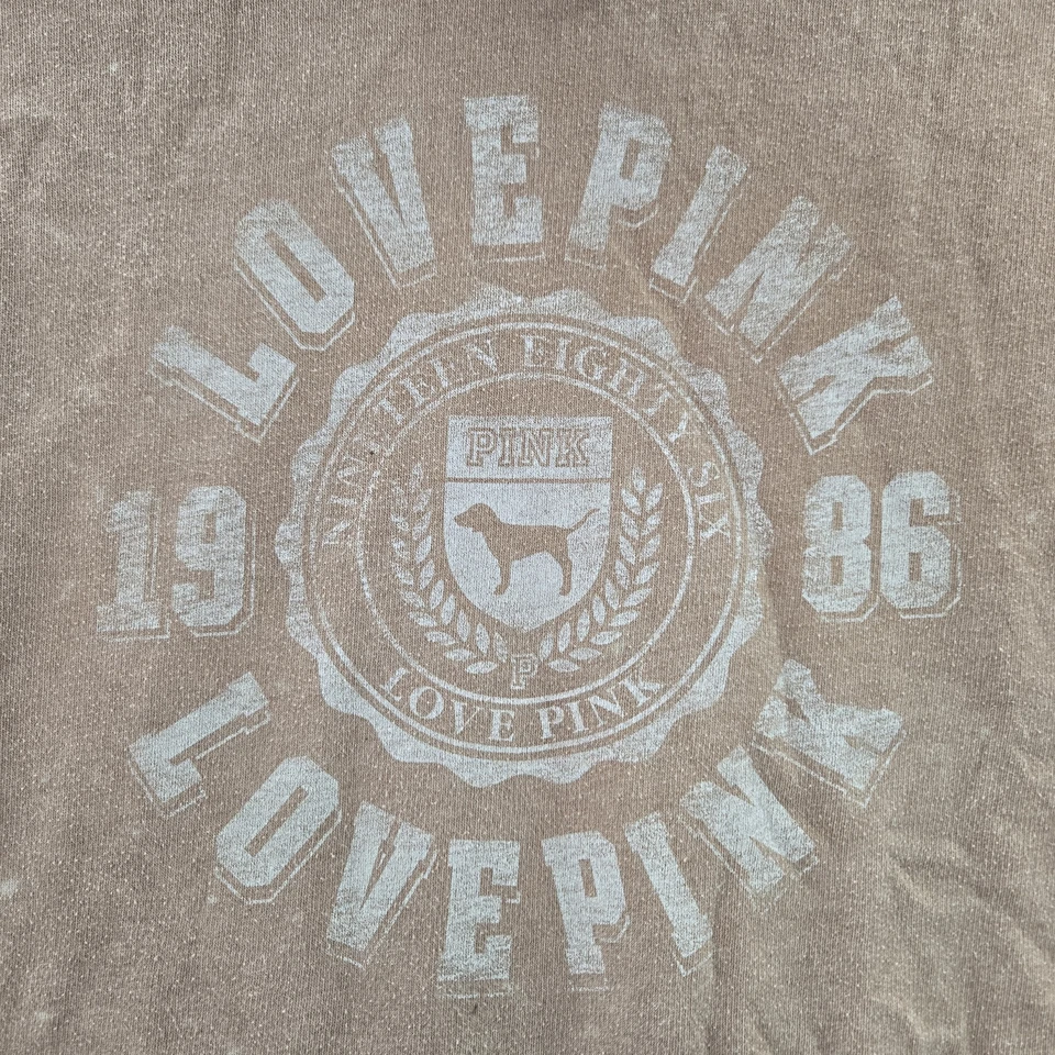 Victoria's Secret PINK Women Hoodie L Brown Love Pullover Logo Long Sleeve - Image 4 of 4