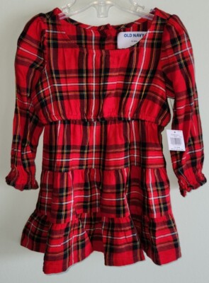 Old Navy Girls 12-18 MONTHS Long Sleeve RED Plaid Dress Christmas Holiday  #15724 | eBay