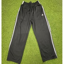 Adidas Mens Black White 3-Stripe Track Pants Wide Leg Athletic Size Medium