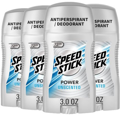Speed Stick Power Antiperspirant Deodorant for 3 Ounce (Pack of 4), White