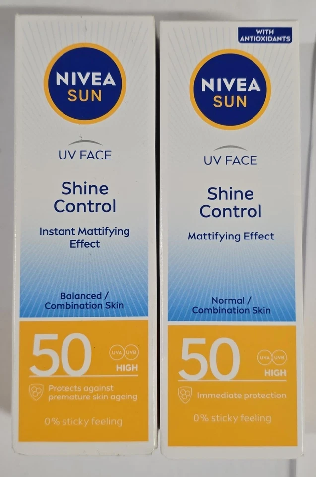 x2 NIVEA SUN UV Face Sun Cream SPF 50 Shine Control 50ml