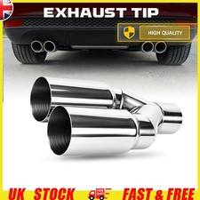 3Inch Twin Straight Cut Tailpipe Tip Euro Look Stainless Steel Exhaust System 3"