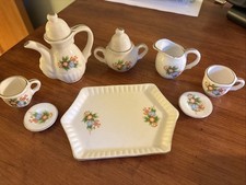 Vintage Miniature Porcelain Tea Cup Set 10 Pcs, Made in Taiwan