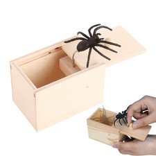 Halloween Spider In A Box Wooden Prank Toy Play Joke Fake Spider Gag Toy Gift