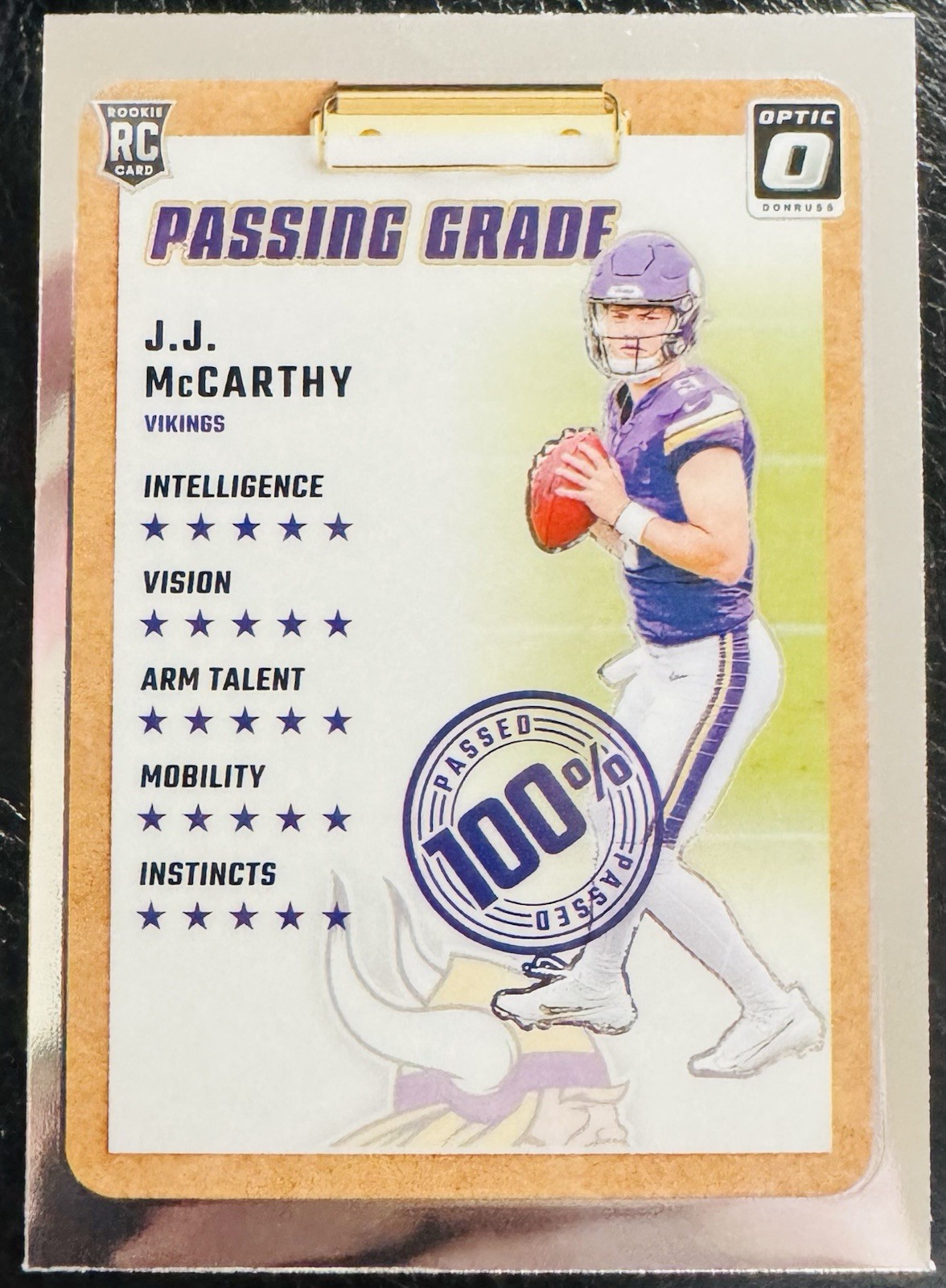 2024 Donruss Optic #6 J.J. McCarthy Passing Grade RC Rookie card Vikings