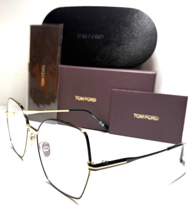 NEW TOM FORD TF5876-B 032 SHINY BLACK ON GOLD AUTHENTIC EYEGLASSES FRAME 56-16