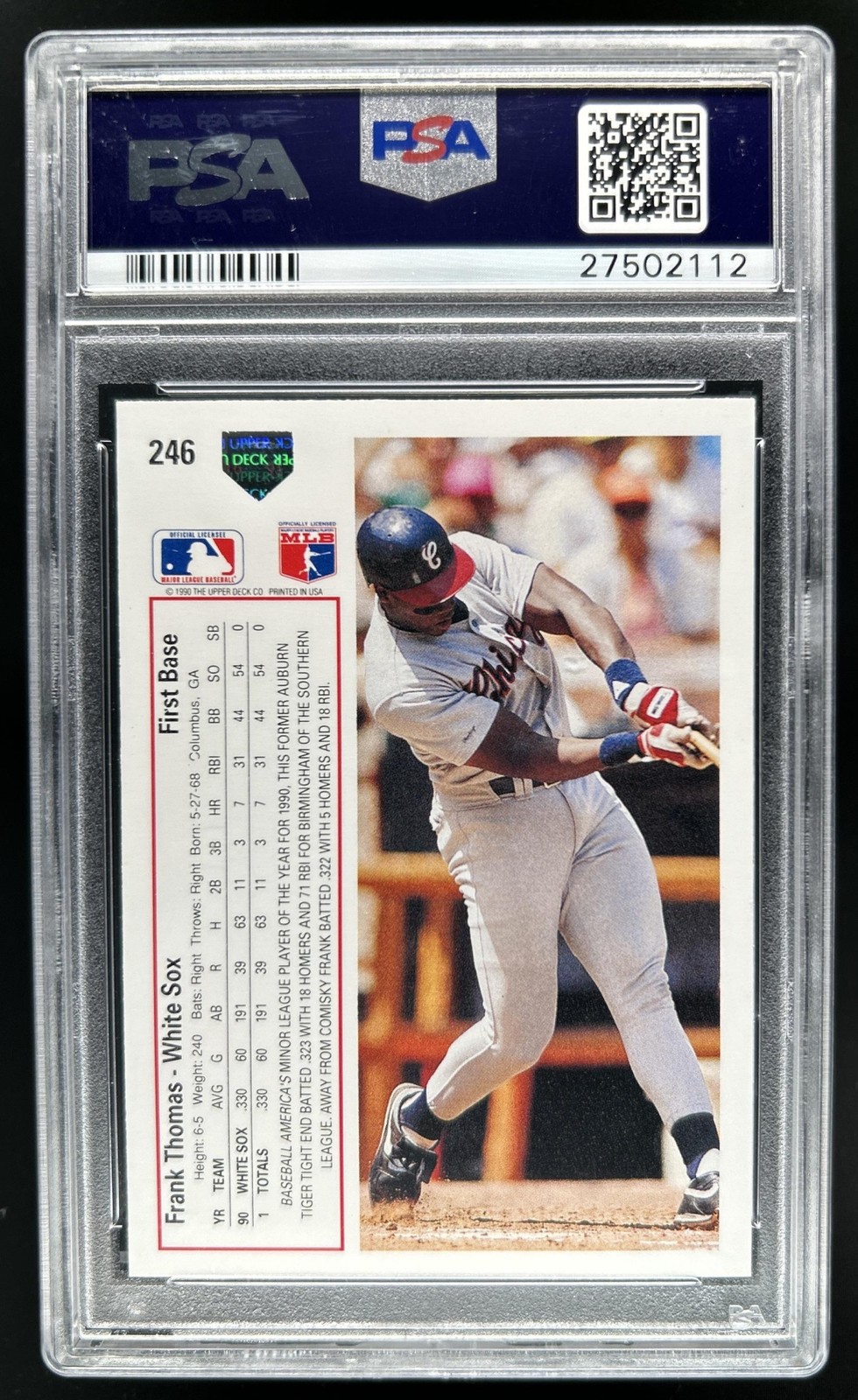 1991 Upper Deck Frank Thomas #246 White Sox PSA 9 view 2