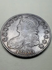 1820/19 Curl Base 2 50C Bust Half Nice Color VF/XF Coin Residual Luster