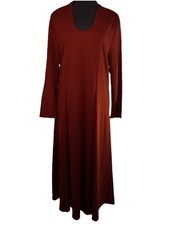 Soft Surroundings SZ L Terracotta Ponte Knit Midi Dress A-line 3/4 Sleeves Chic