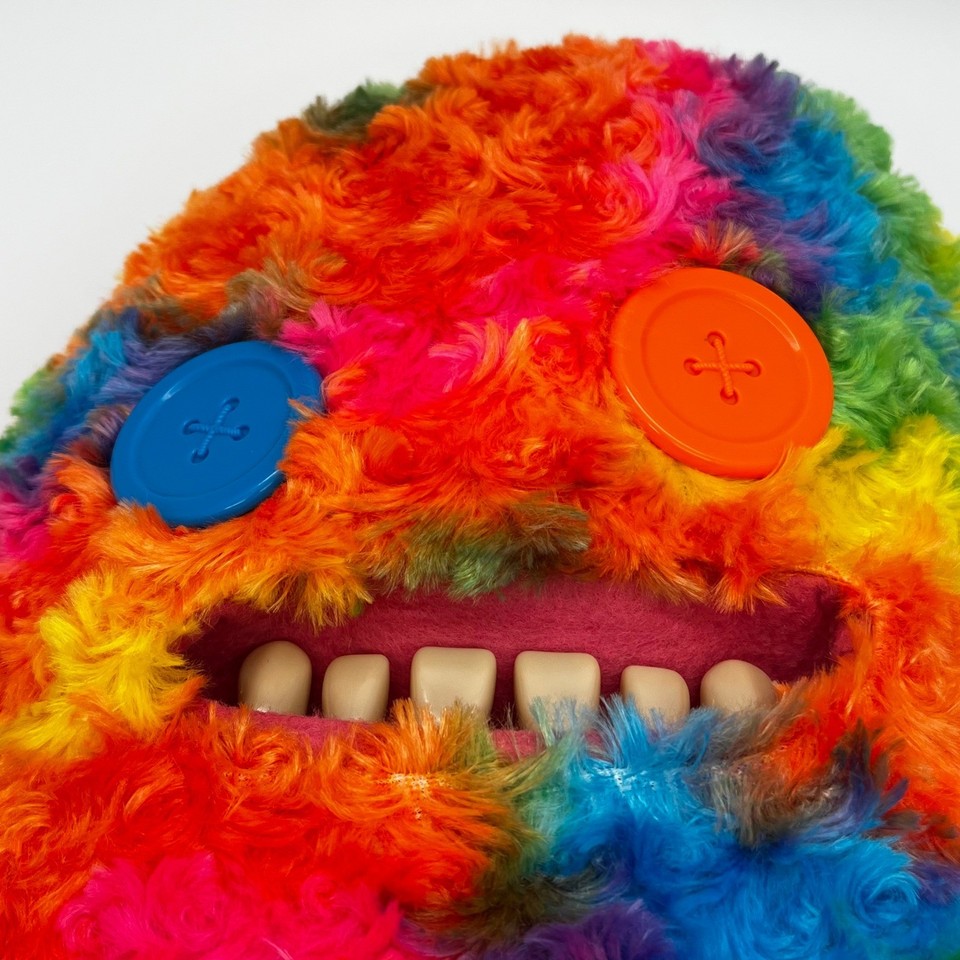 Fuggler Big Fugg "Catch me" RARE Purple Button XL 18" Rainbow Monster ...