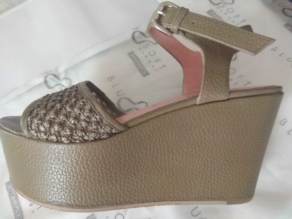 Women Pollini Heels Green Leather 38