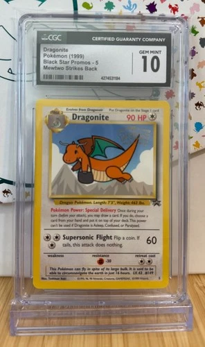 CGC 10 Dragonite #5 Black Star WB Movie Promo - Pokemon TCG 1999
