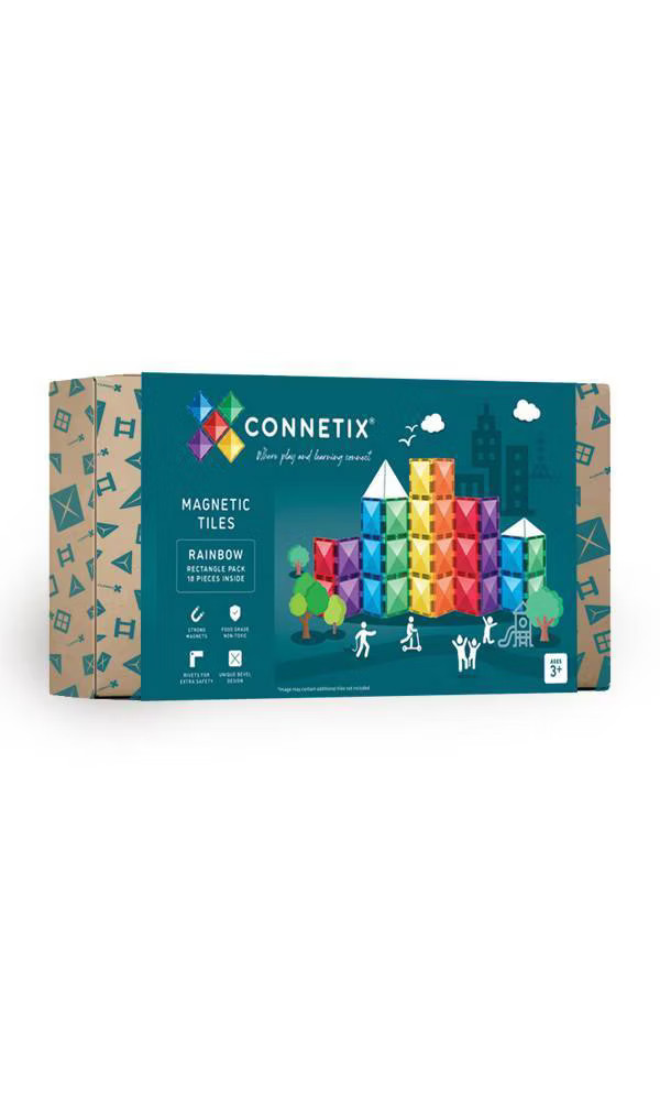 CONNETIX Magnetic Tiles Rainbow Rectangle Pack Building Blocks 18pc 7890₽