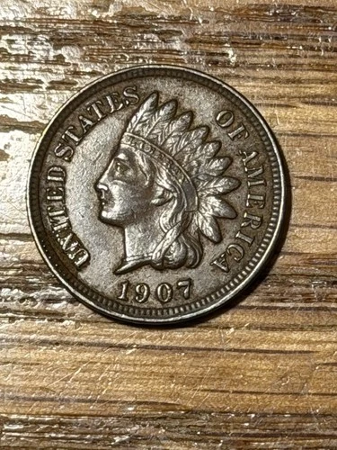 1907 Indian Head Cent Choice Extremely Fine XF+/AU Coin.
