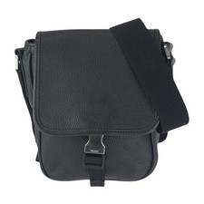 Prada Vitel Triangle Logo Pvc Shoulder Bag Women Black One Size