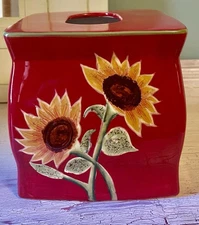 VIBRANT SUNFLOWER Ceramic Tissue Box Cover by Certified International  EXCELLENT